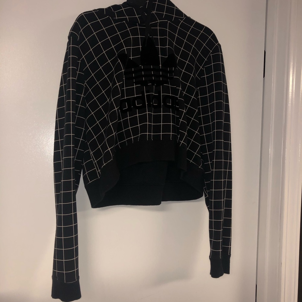 Cropped Grid Adidas Hoodie